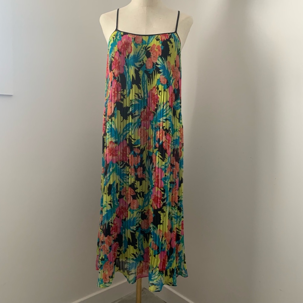 LOFT Spaghetti Strap Bright Floral Dress
